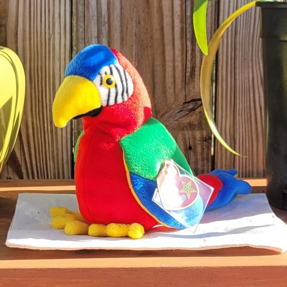 Ty Beanie Babies *RARE ERROR STAMP* Jabber Parrot Bird 1997 (Retired) - Picture 8 of 16